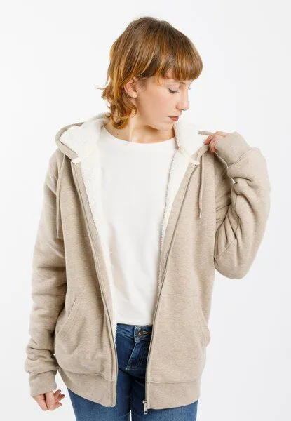TORLAND TORLAND Winter-Sweater mit Kapuze und Fleece-Futter HYGGER SHERPA, Braun (heather sand), – Produktbild 2 von 4