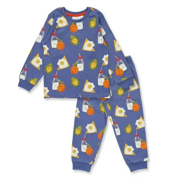 Sense Organics Sense Organics Kinder Schlafanzug Snacks-Druck Bio Baumwolle, Blue-aop-food, – Produktbild 1 von 2