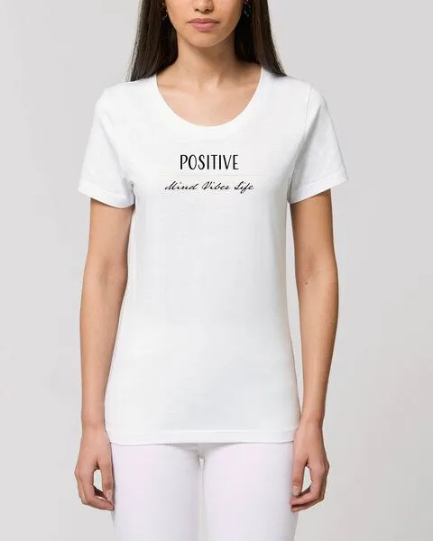 Human Family Bio Damen T-Shirt Amorous "Positive Vibes" von Human Family, Weiss, – Produktbild 2 von 2