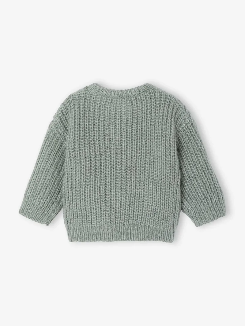 Vertbaudet Baby Strickjacke mit aufgesetzten Taschen, Salbeigrün, – Produktbild 4 von 4