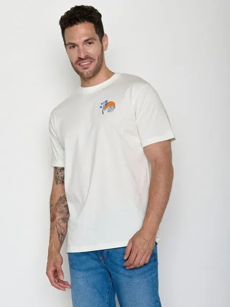 GreenBomb GREENBOMB Embrace Nature Fusion - Lässiges Oversize-T-Shirt aus Bio-Baumwolle / hochwertiger Print / GOTS / Fair & Vegan, Weiß (mondstein), – Produktbild 2 von 4