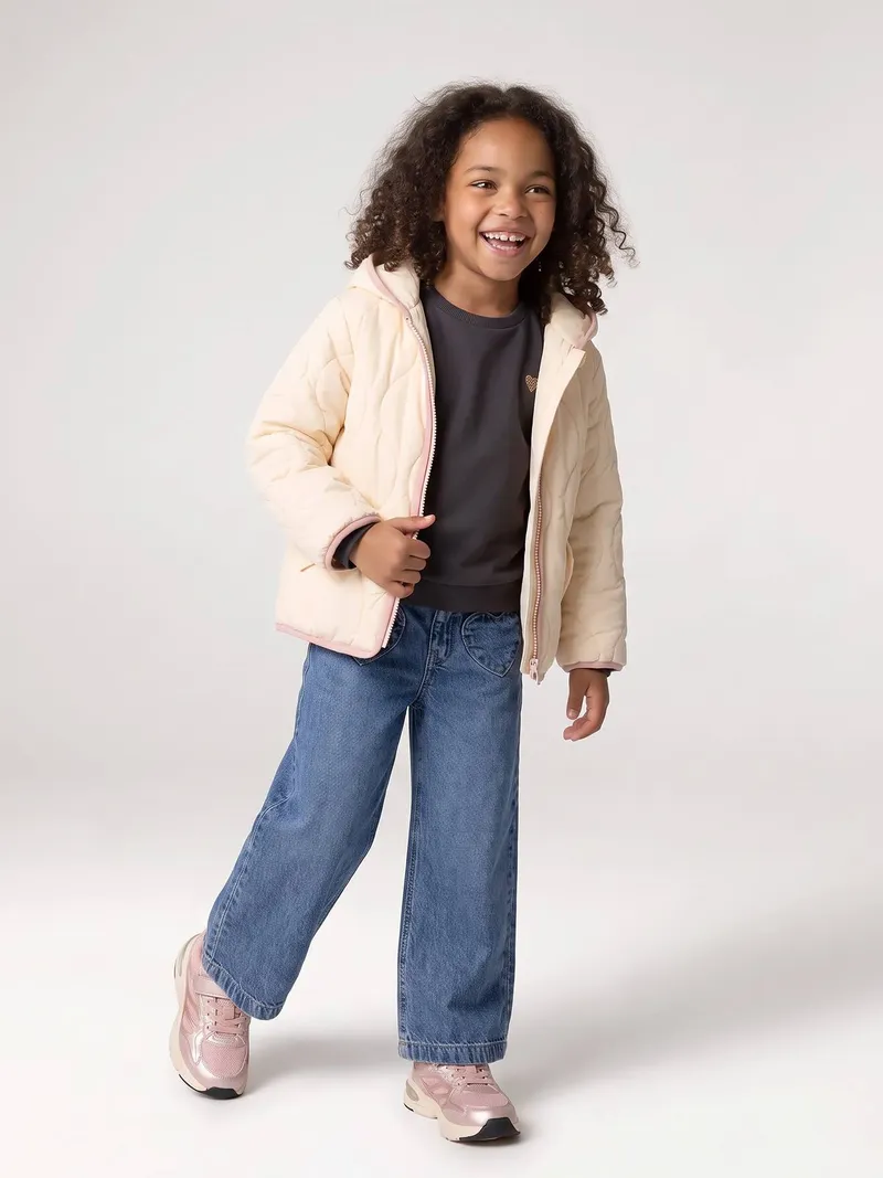 Vertbaudet Steppjacke mit Kapuze Mädchen, Vanille, – Produktbild 4 von 4