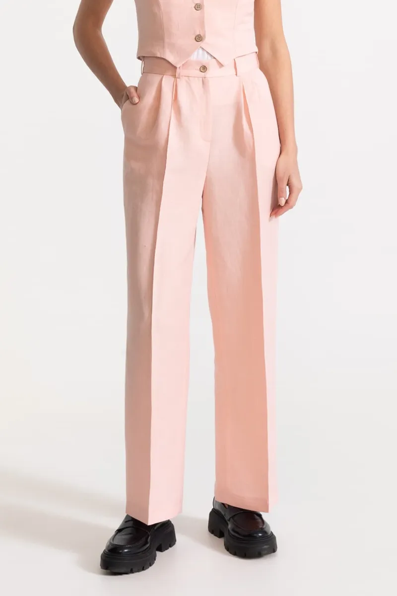 De IONESCU De IONESCU Damen vegan Hose Figa Leinen, Rosa, – Produktbild 2 von 2