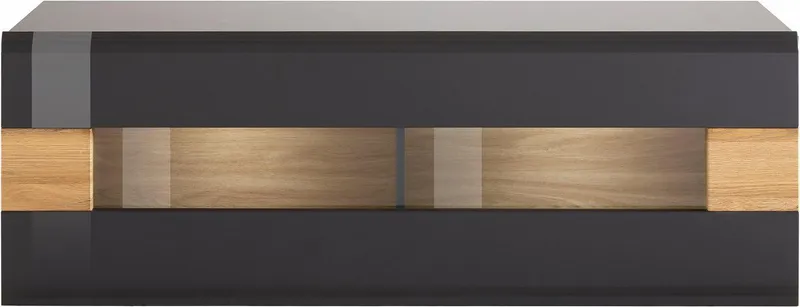 OTTO home Hängevitrine Toledo,Breite 131 cm trendige Glasvitrine mit dekorative MDF-Front Vitrine mit Glasfront, ohne Beleuchtung, viel Stauraum, Grau, – Produktbild 4 von 4