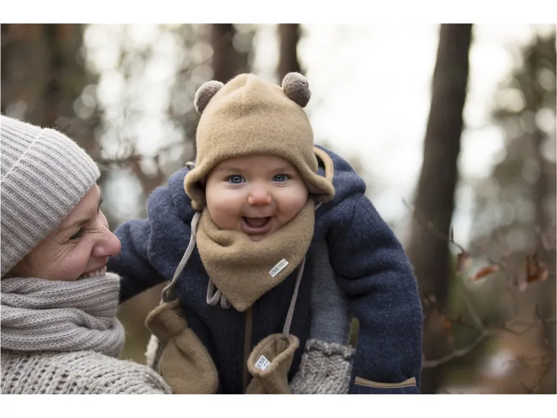 Pure pure by Bauer PURE PURE by Bauer Baby und Kinder Overall Kapuze Bio-Merinowolle Fleece blue ermine Gr.86, Blau, – Produktbild 2 von 2