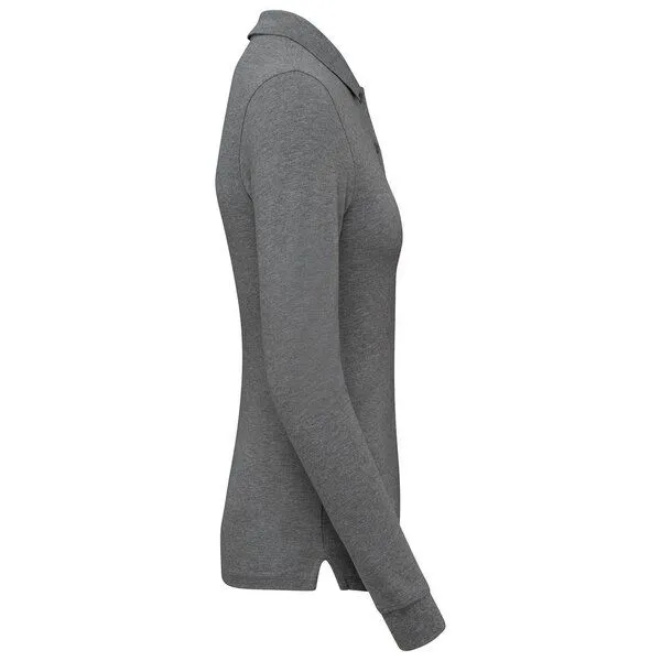 YTWOO YTWOO Damen Piqué-Polo Langarm, Grey heather, – Produktbild 3 von 3