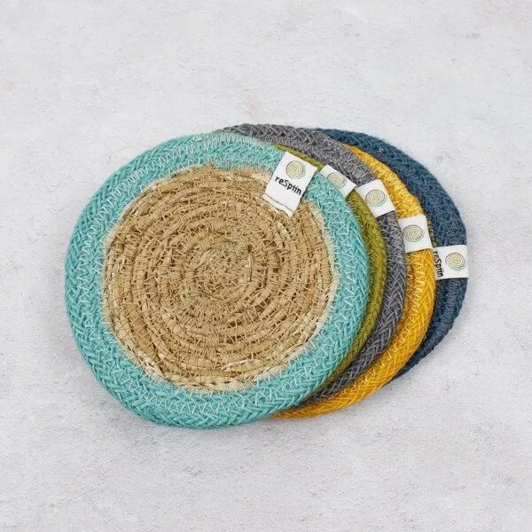 reSpiin reSpiin Untersetzer aus Seegras und Jute Ø 10cm, Grün, – Produktbild 2 von 2