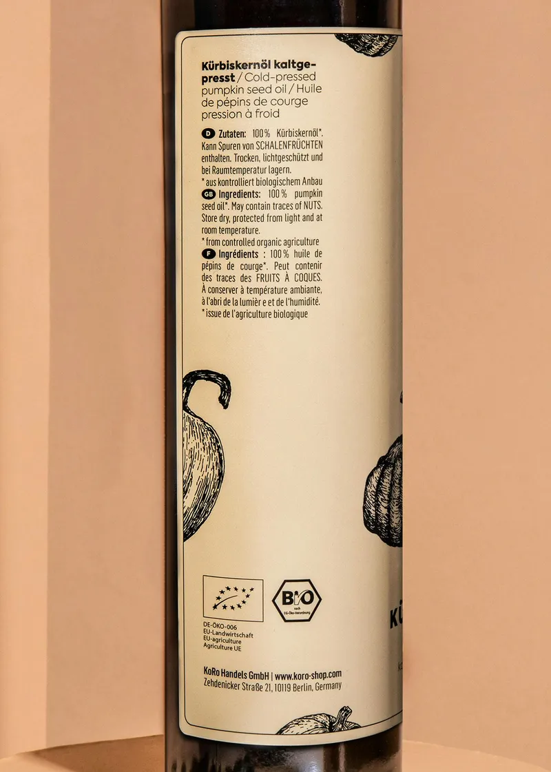 KoRo Ungeröstetes Bio Kürbiskernöl 500 ml – Produktbild 1 von 5