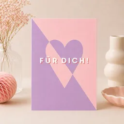Bow & Hummingbird Bow & Hummingbird Karte Valentinstag „Für dich!“ – Herz Karte für Freundin, Freund oder zum Jahrestag – Produktbild 1 von 1