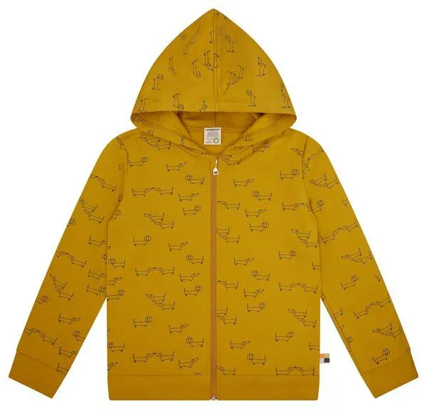 loud + proud loud + proud Kinder Sweatjacke mit Kapuze, GOTS-zertifiziert, Curry(gelb), – Produktbild 1 von 3