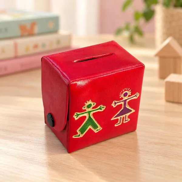 Janselo Harmony Kinder-Spardose aus Shanti-Leder in Rot – Produktbild 3 von 4