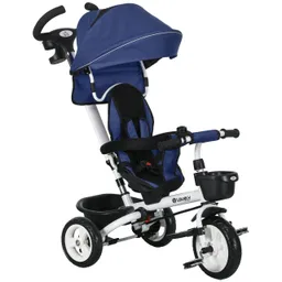 HOMCOM HOMCOM 6 in 1 Dreirad mit Schubstange, Kinderdreirad mit Sicherheitsgurt Blau – Produktbild 1 von 1