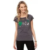 FellHerz FellHerz Damen T-Shirt Camping Girl bio & fair & vegan, Grau, – Produktbild 1 von 2