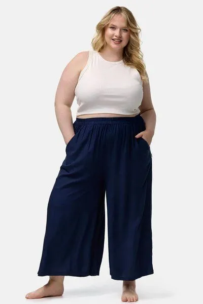 paigh paigh Culotte Einfarbig Plus Size, Dunkelblau, – Produktbild 1 von 4