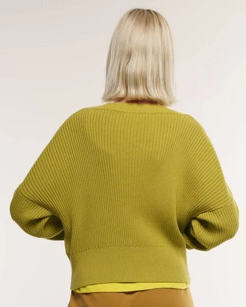 Alma & Lovis Alma & Lovis Grandpa Rippen-Strickjacke aus reiner Bio-Baumwolle | Cotton Grandpa, Limette (grün), – Produktbild 4 von 4