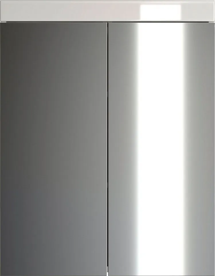 welltime Spiegelschrank Avena Badezimmerschrank wahlweise mit Aufsatzleuchte - (B/T/H) 60/17/77 cm, Weiß, – Produktbild 4 von 4