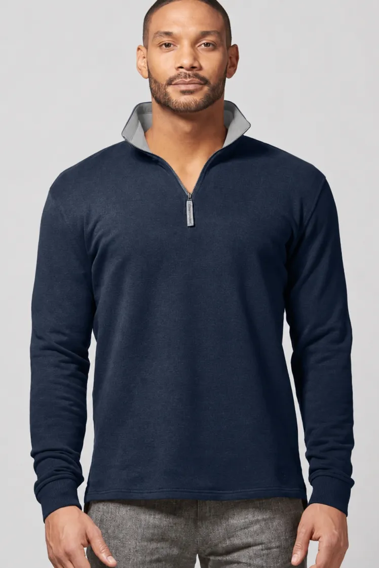 HempAge Hempage Herren vegan Sweatshirt In Marineblau, Blau, – Produktbild 2 von 2