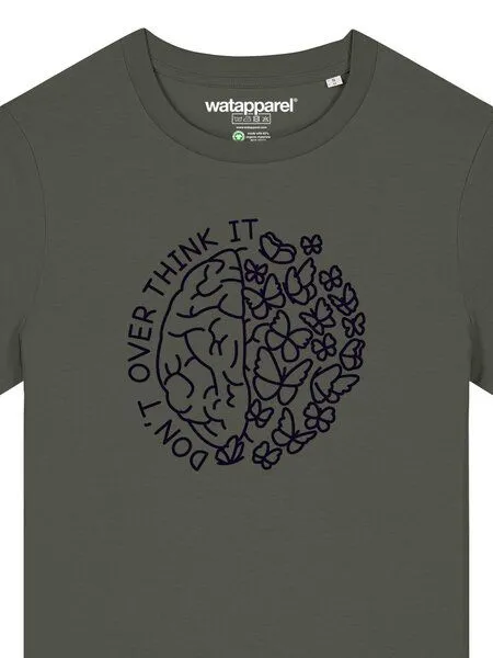 watapparel watapparel T-Shirt Frauen Don't overthink it, Khaki, – Produktbild 3 von 4