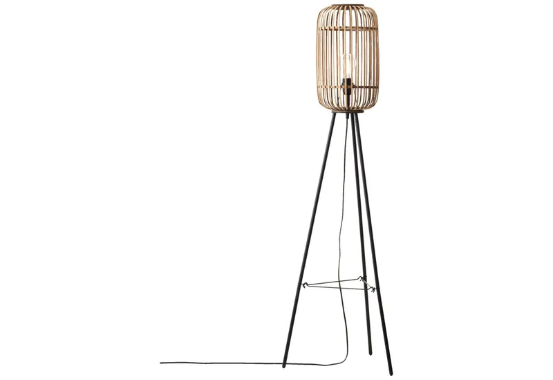 Lightbox Stehlampe, ohne Leuchtmittel, dekorative Dreibein-Lampe - Stehleuchte Nature-Style mit Fußschalter, Braun, – Produktbild 2 von 5