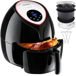 monzana Heißluftfritteuse 9in1 Schwarz 1850W mit 9-tlg Zubehör – Produktbild 1 von 1