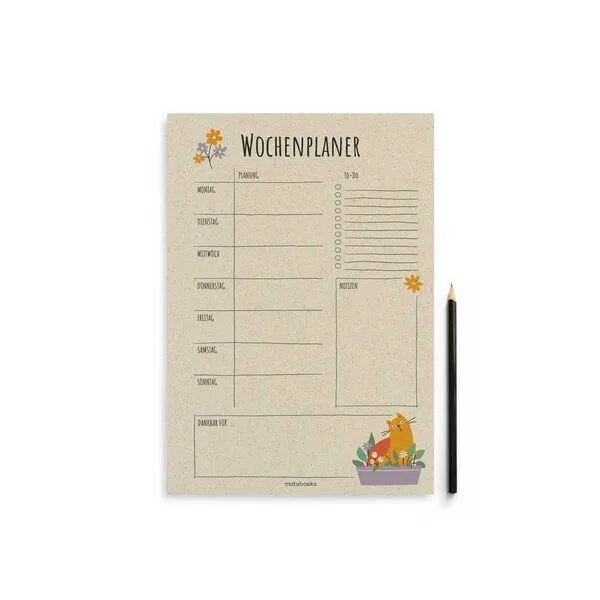 matabooks® matabooks® A4 Wochenplaner/Familienplaner aus Graspapier mit To-do – 54 Blatt, Amber fur, – Produktbild 1 von 4