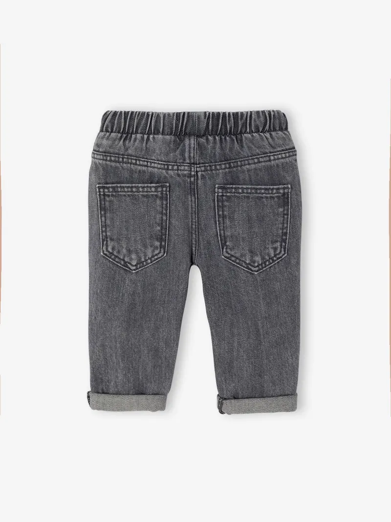 Vertbaudet Baby Jeans mit Dehnbund BASIC, Grauer denim, – Produktbild 4 von 4
