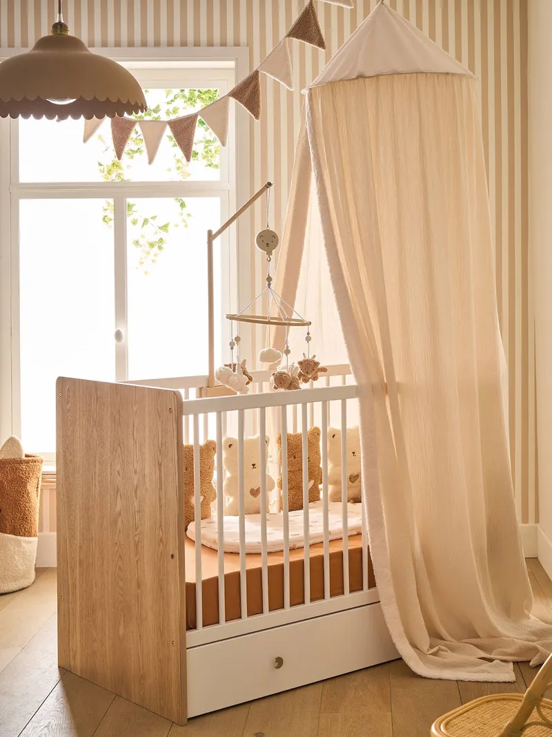 Vertbaudet Vertbaudet Betthimmel aus Teddyfleece für Kinderzimmer, Wollweiß, – Produktbild 1 von 4