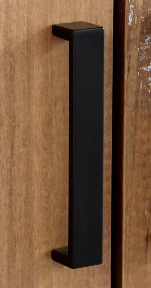 OTTO home Garderobenschrank Santos Kleiderschrank mit 2 Türen, eine davon mit einer Spiegelfront 1 Türfront mit Haken & 1 Spiegeltür, Untergestell & Griffe aus Metall, Braun|bunt, – Produktbild 5 von 5