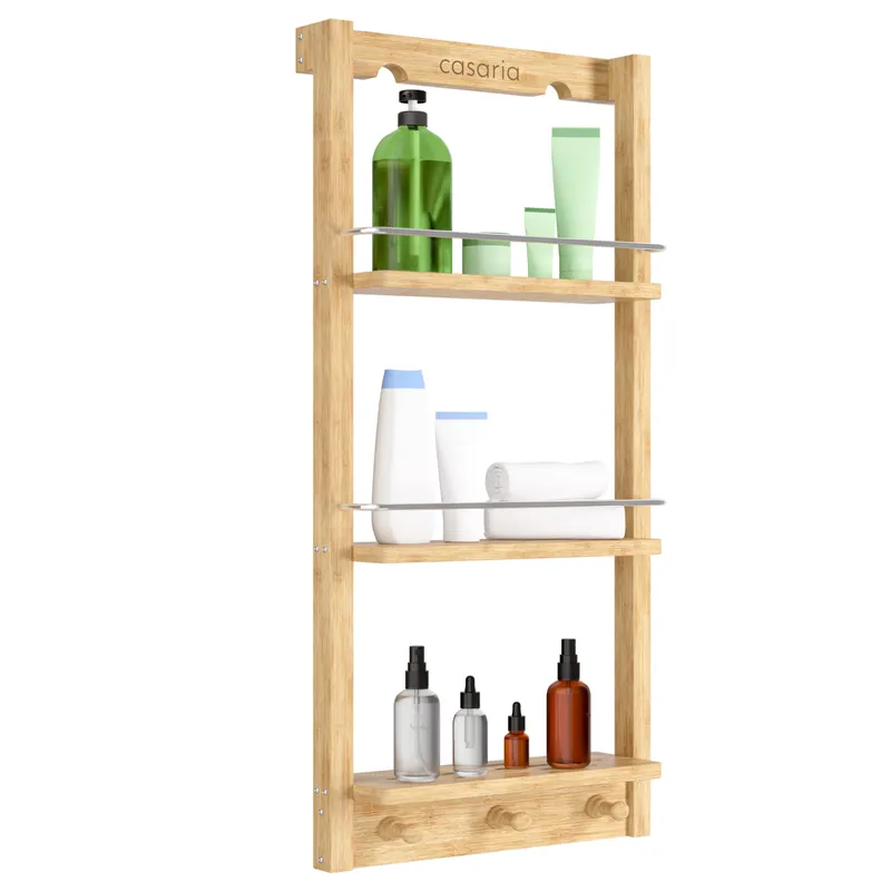 Casaria® Duschregal Bambus 70x28,5x10cm, Braun, – Produktbild 2 von 2
