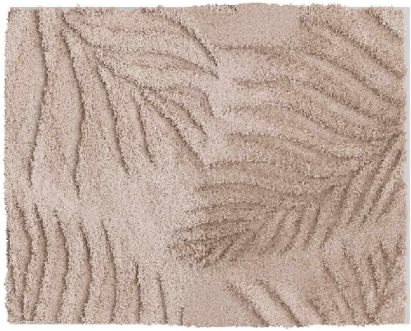 Grund Grund Badematte Ferya, Höhe 20 mm, rutschhemmend beschichtet, fußbodenheizungsgeeignet, Polyester, rechteckig, Dezentes Blattmuster mit Hoch-Tief-Struktur, 5 Jahre Garantie, Beige, – Produktbild 1 von 8