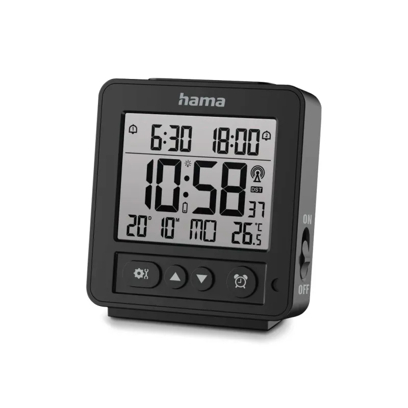 Hama Hama Digitaler Funkwecker "Rhodos", LCD, Schwarz, – Produktbild 1 von 1