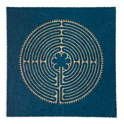 Veskor Cassiopeia Veskor Cassiopeia LABYRINTH VON CHARTRES der Kathedrale Notre-Dame Linoldruck | 22 × 22 cm | Petrol-Blau – Produktbild 1 von 1
