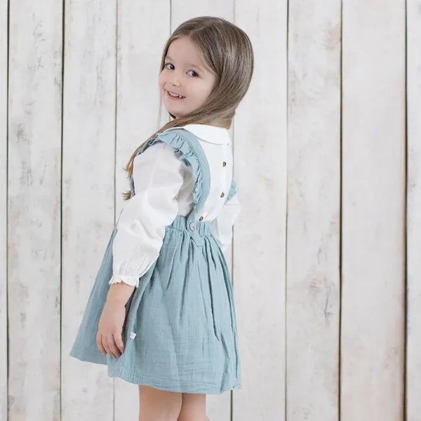 OrganicEra OrganicEra Babykleid aus Bio-Musselin mit Rüschen, Aqua – Produktbild 3 von 4