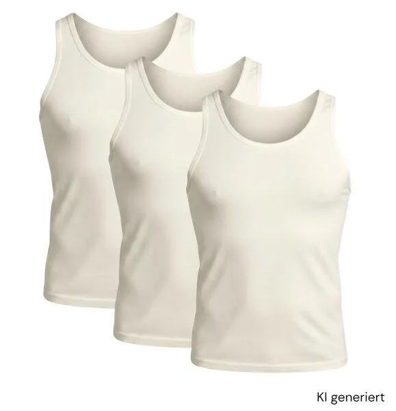 körber mode körber mode Unterhemd Set 3x Muskelshirt aus Hanf und Biobaumwolle temperaturausgleichend, Weiss, – Produktbild 1 von 2