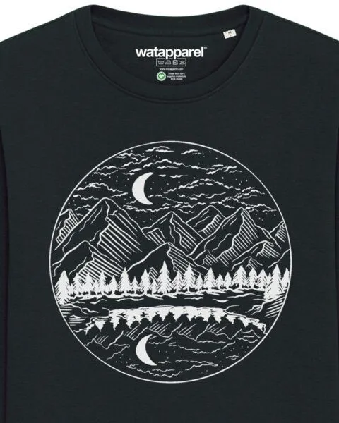 watapparel watapparel Sweatshirt Unisex Mountains by night, Black, – Produktbild 3 von 3