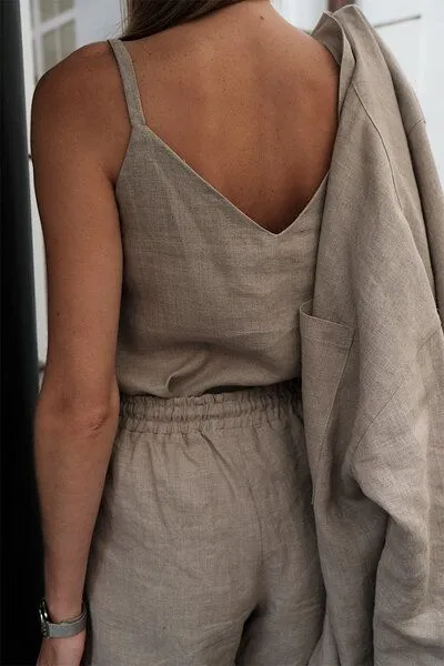 gust. gust. Leinentop - V-Ausschnitt - Linen V-neck top - 100% Bio-Leinen, Natural (natur), – Produktbild 3 von 3