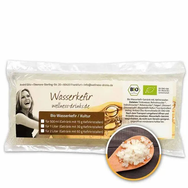 Wellness-Drinks Bio Wasserkefir mit Kefirkristallen (klein) – Produktbild 1 von 4