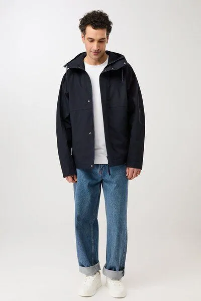 LangerChen LangerChen Kapuzenjacke mit verdeckter Knopfleiste, Navy (blau), – Produktbild 1 von 4