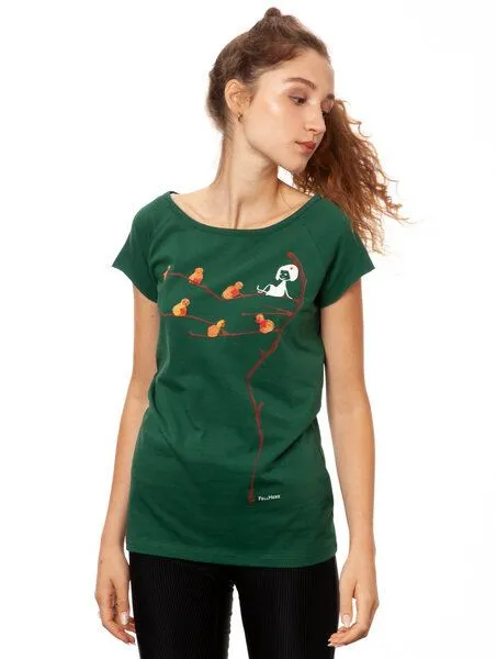 FellHerz FellHerz Damen T-Shirt Spatzerl Bio Fair, Scarab green (dunkelgrün), – Produktbild 4 von 4