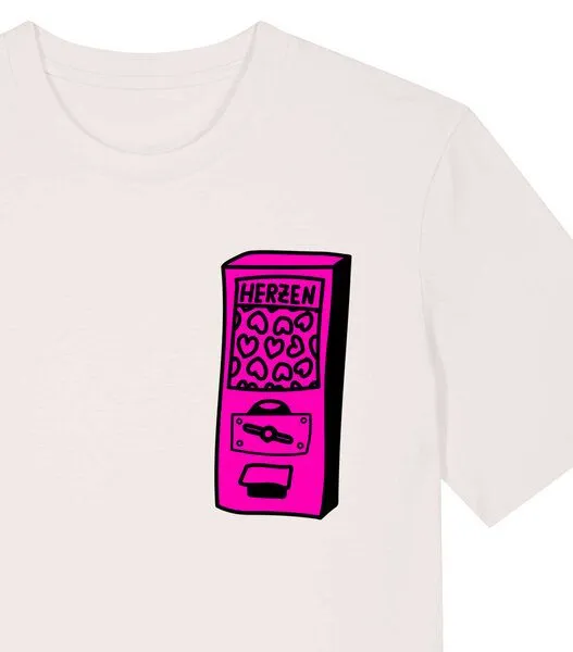 päfjes päfjes Der Herzen Automat - Kaugummiautomat - Fair Wear Unisex Bio T-Shirt, Pink, – Produktbild 1 von 3