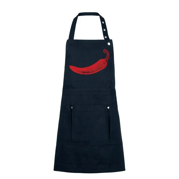 HANDGEDRUCKT HANDGEDRUCKT "Chilly" Schürze kurz aus zertifizierter Bio Baumwolle, Dark blue, – Produktbild 1 von 3