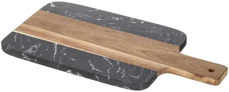 SCHÖNER WOHNEN-Kollektion Schneidebrett Atami, Akazienholz, Massivholz, (1-St), Küchenbrett mit Griff, massives Akazienholz und Marmor, Servierbrett, Schwarz, – Produktbild 3 von 4