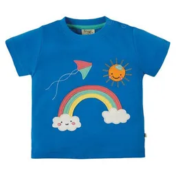 Frugi Frugi T-Shirt mit Regenbogen in blau – Produktbild 1 von 1