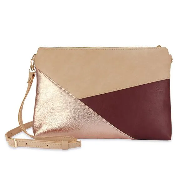 lille mus lille mus Geo-Tasche GESINA mit Umhängeriemen, Beige/roségold/bordeaux, – Produktbild 2 von 4