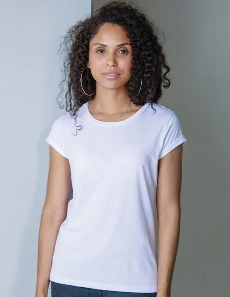 Mantis Mantis Damen Roll Sleeve T - Shirt lässig cooles Shirt, Weiß, – Produktbild 1 von 2