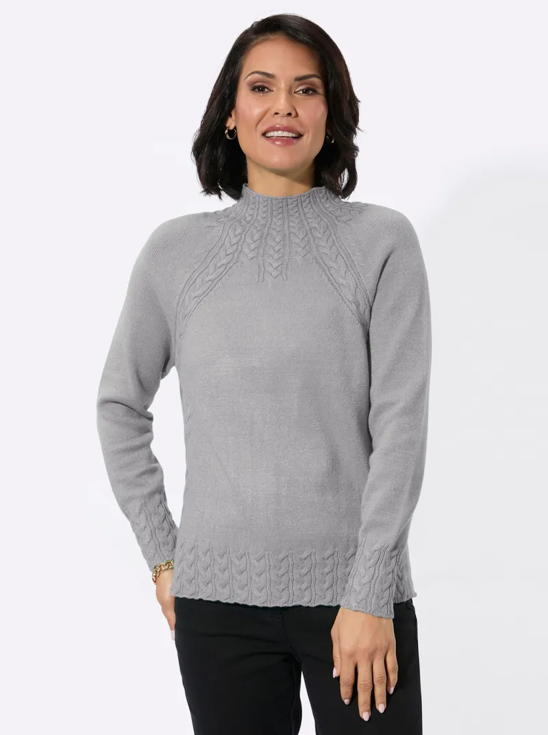 Witt Stehkragenpullover steingrau-meliert, Steingrau-meliert, – Produktbild 1 von 3
