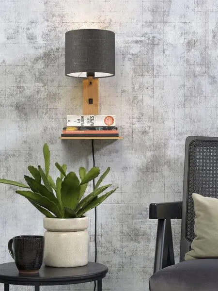 GOOD&MOJO GOOD&MOJO Naturel Wandlampe Andes, Dunkel grau, – Produktbild 1 von 4