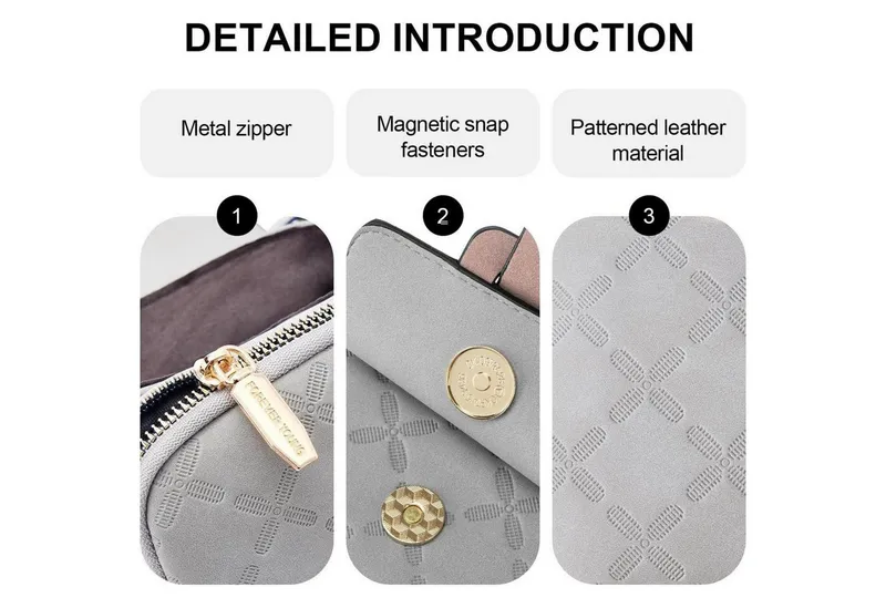 LuxusKollektion Handytasche Handytasche zum Umhängen RFID-Blockierung große Kapazität Damen – Produktbild 3 von 5