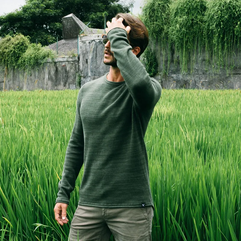 The Driftwood Tales The Driftwood Tales Herren vegan Strickpullover Armygrün, Dunkelgrün, – Produktbild 1 von 2