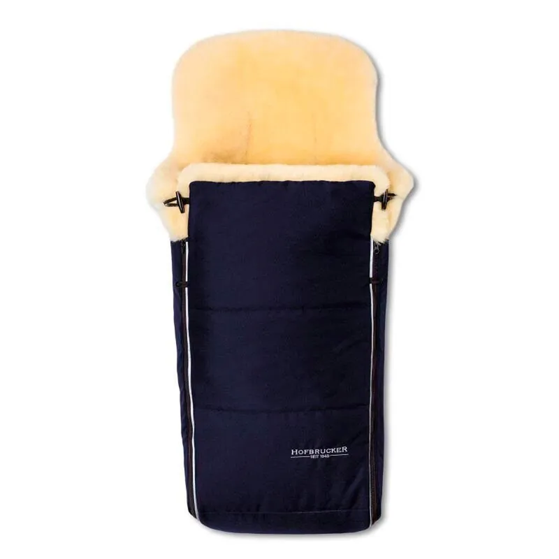 Hofbrucker Hofbrucker Fußsack Kinderwagen Merino Lammfell Luxus Maße 95 x 34 x 15 cm, Blau, – Produktbild 1 von 4
